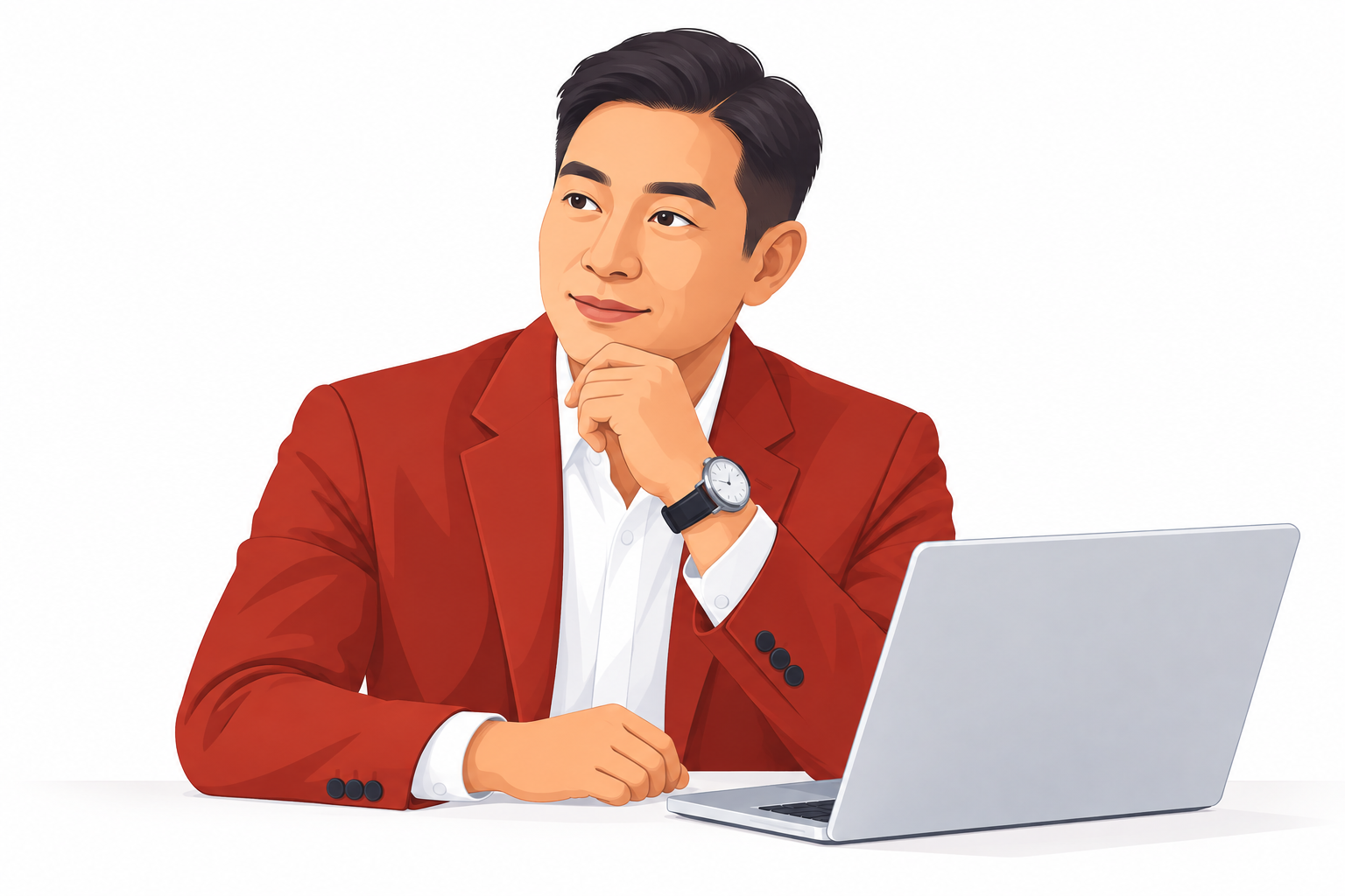 成熟亲和的男性AI教练插画